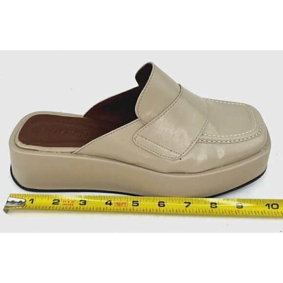 SVEGAN Women Vegan Leather Backless Mule Platform Loafer Size 38 US 7-7.5 Beige - Picture 13 of 16